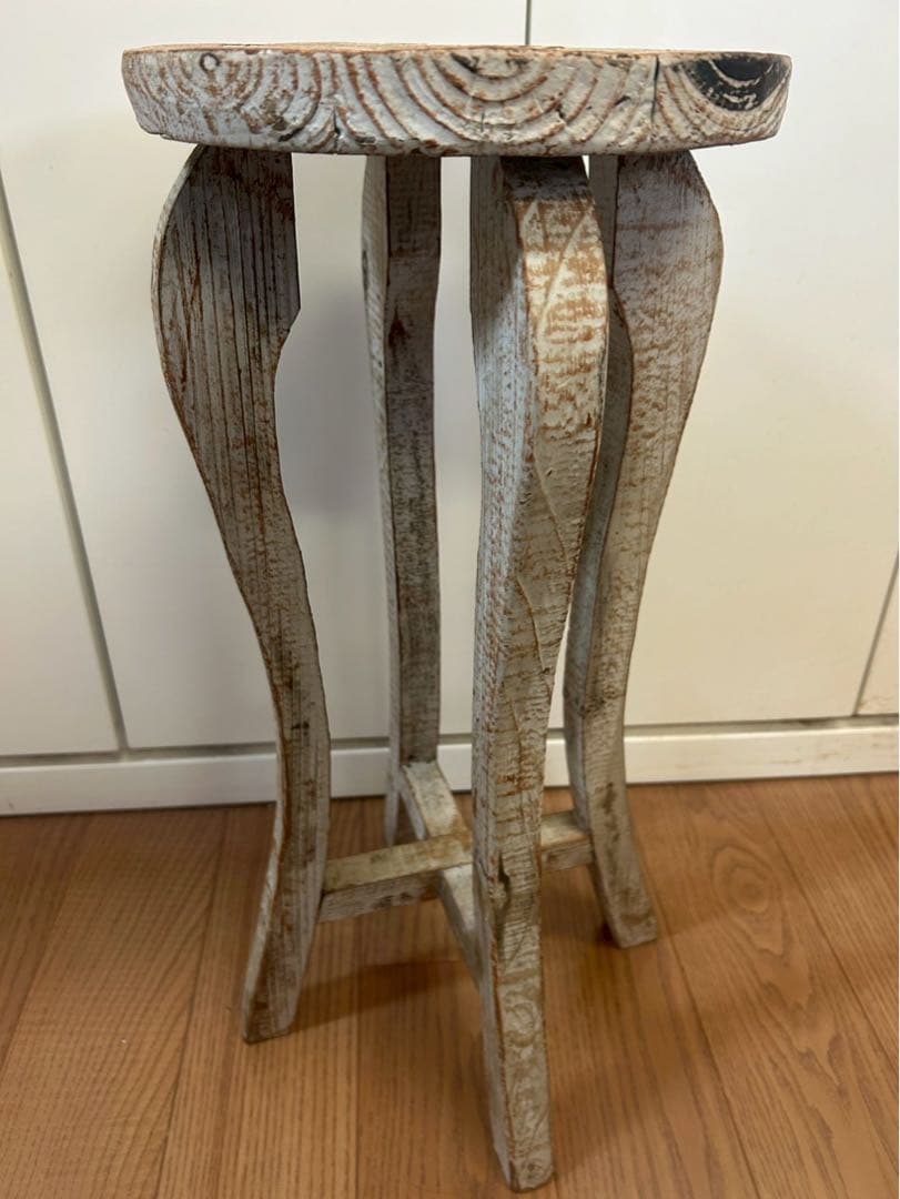 【アンティーク】スツール・プランター台（木製）