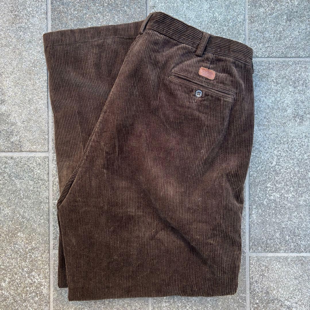 90s polo ralph laurenブラウン コーデュロイパンツ 太畝