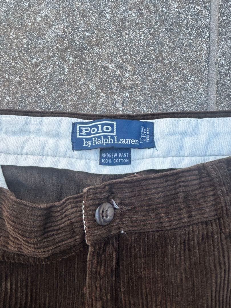 90s polo ralph laurenブラウン コーデュロイパンツ 太畝