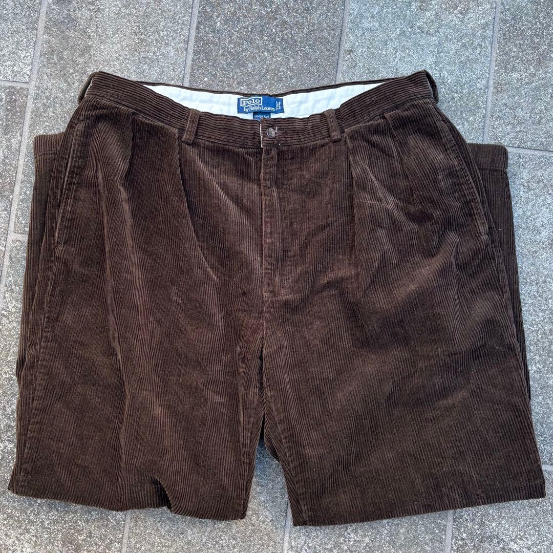 90s polo ralph laurenブラウン コーデュロイパンツ 太畝