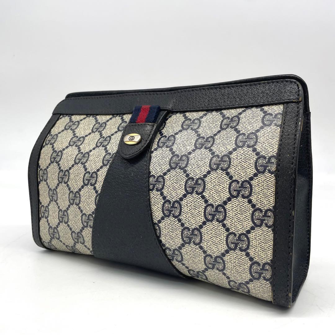 オールドグッチ シェリーライン GGスプリーム クラッチバッグ PVC レザー