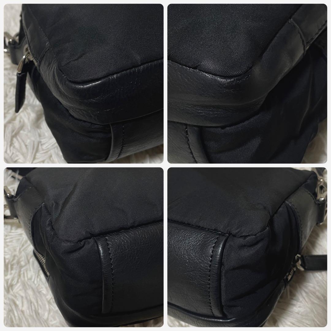 【美品】PRADA プラダ　カメラバッグ　ナイロン　レザー　ブラック　斜め掛け