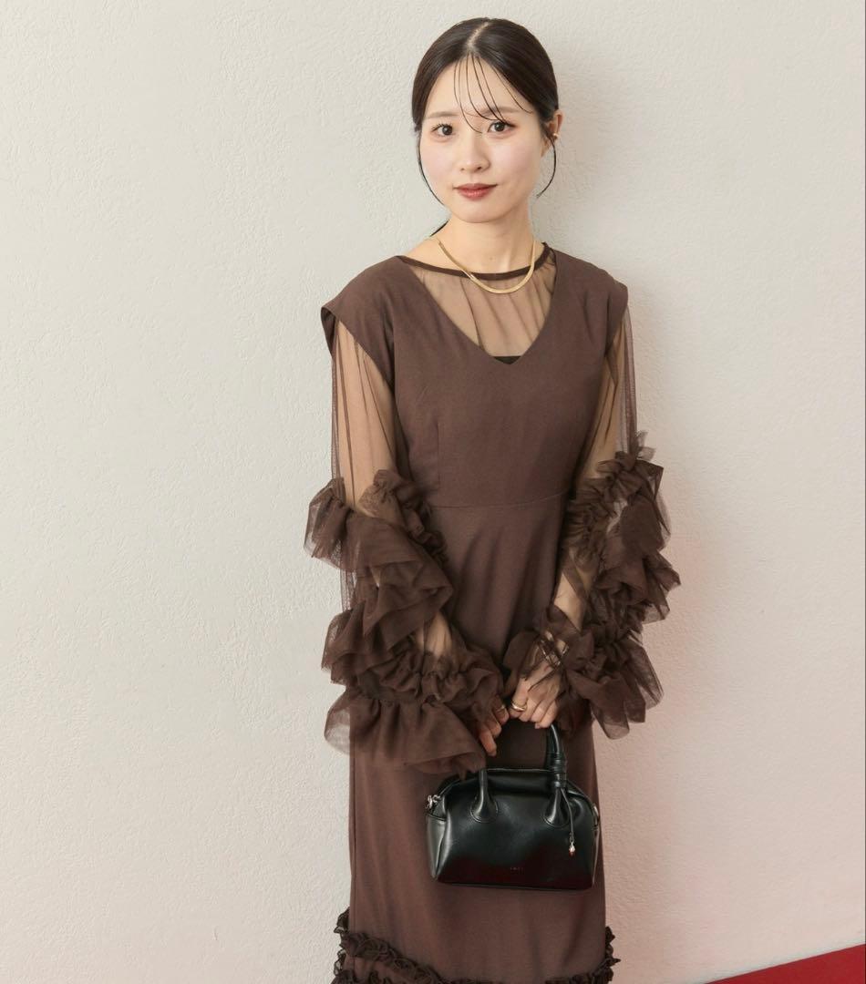 mystic ティアードフリルドレスSET ブラウン