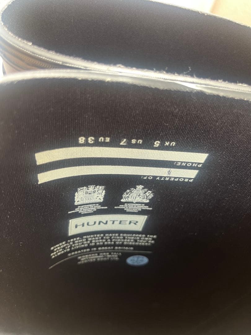 【もも】HUNTER レインブーツ 黒 24cm 1回使用 美品 箱あり