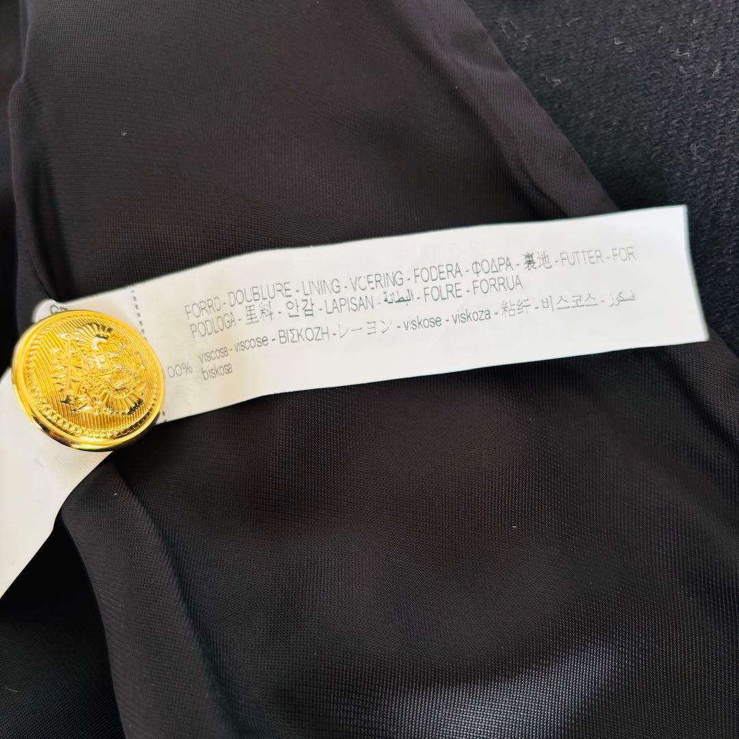 【ザラ】ケープコート　ポンチョ　金ボタン　マンテコ　ウール　完売品　黒　S〜M