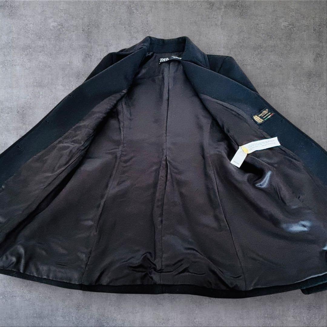 【ザラ】ケープコート　ポンチョ　金ボタン　マンテコ　ウール　完売品　黒　S〜M