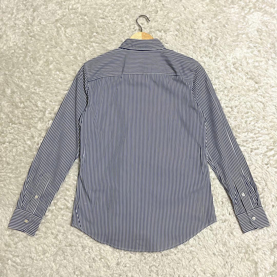 ローレンラルフローレン 現行 QRタグ ストライプ 長袖シャツ 青 刺繍ロゴ