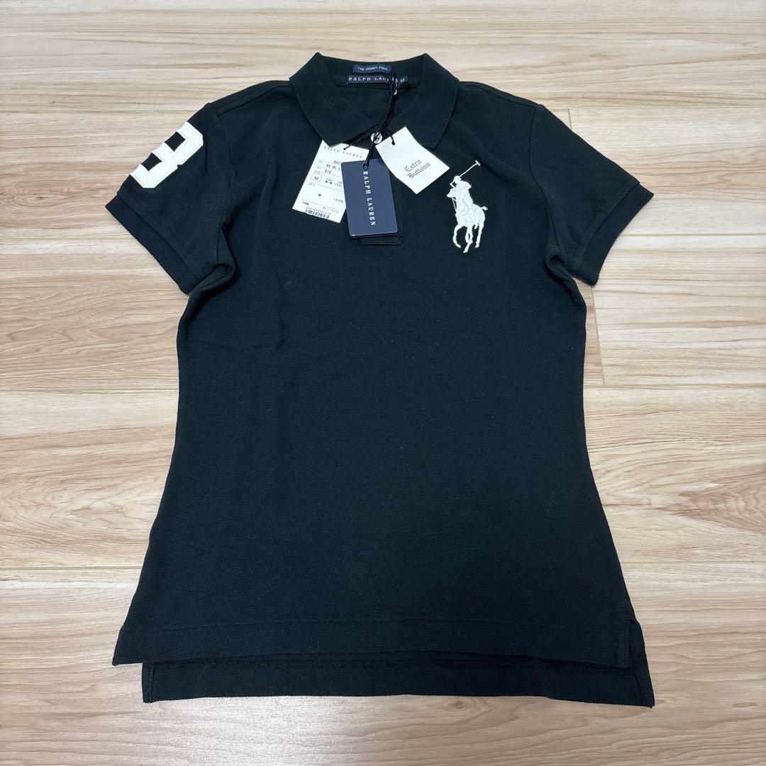 ▪️RALPH LAUREN スキニーポロ　ビッグポニー　タグ付　ブラック　M