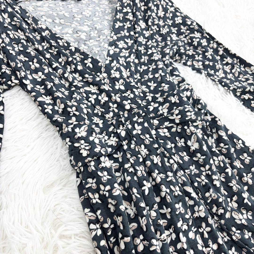 美品　マックスマーラ　カシュクールワンピース　ロング丈　花柄　総柄　シルク　L