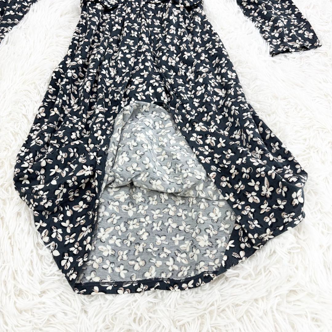 美品　マックスマーラ　カシュクールワンピース　ロング丈　花柄　総柄　シルク　L