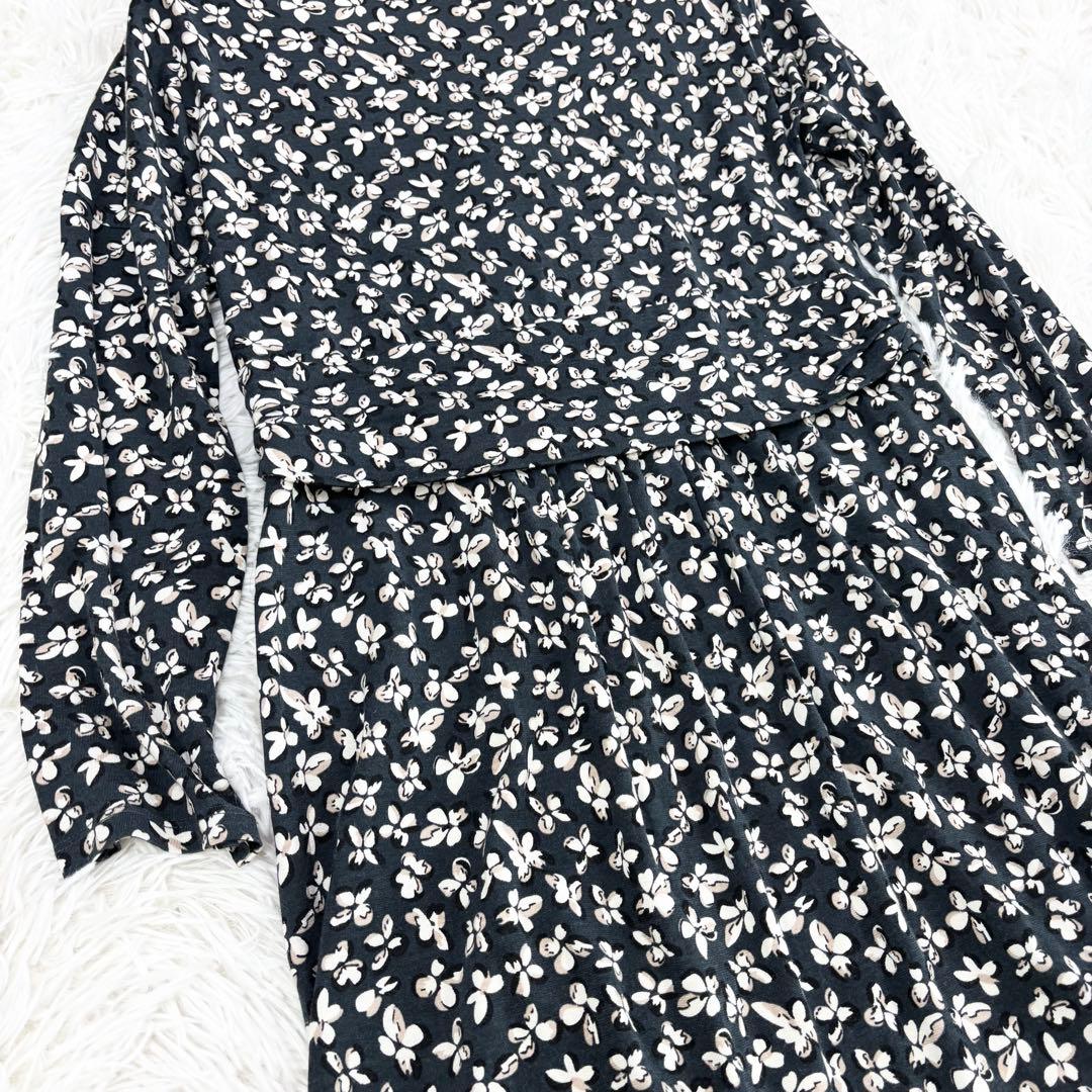 美品　マックスマーラ　カシュクールワンピース　ロング丈　花柄　総柄　シルク　L