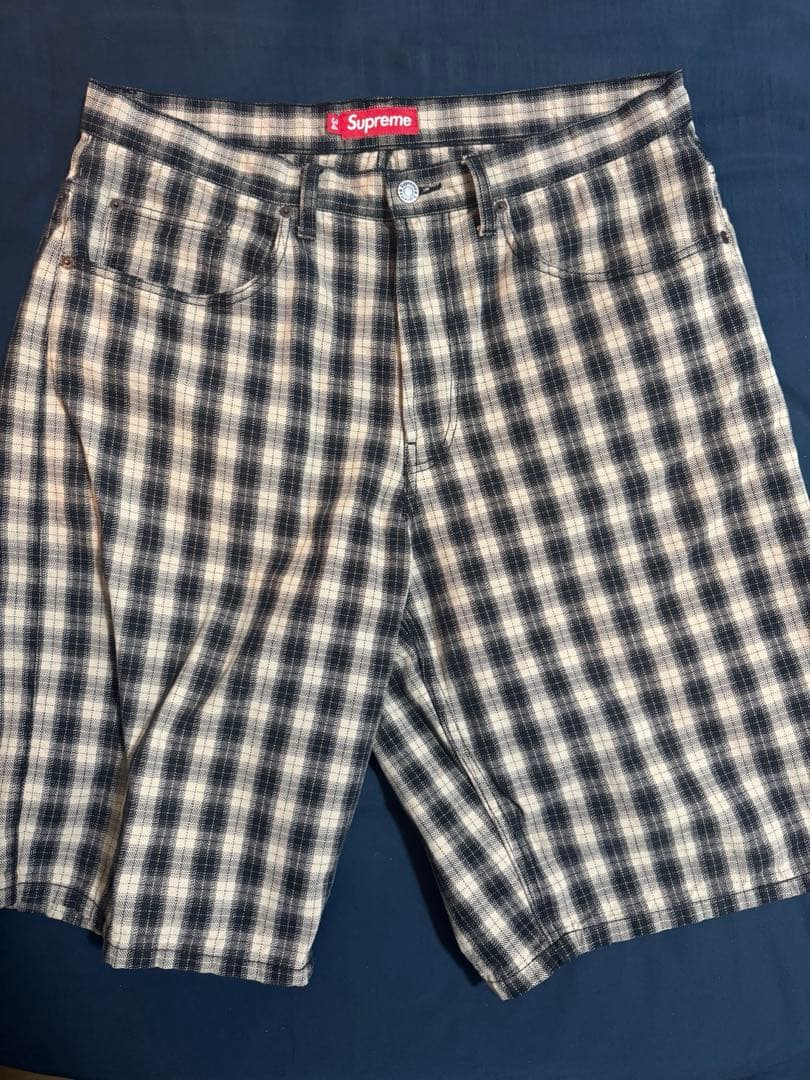 パンツ Supreme Plaid Baggy Short BLACK