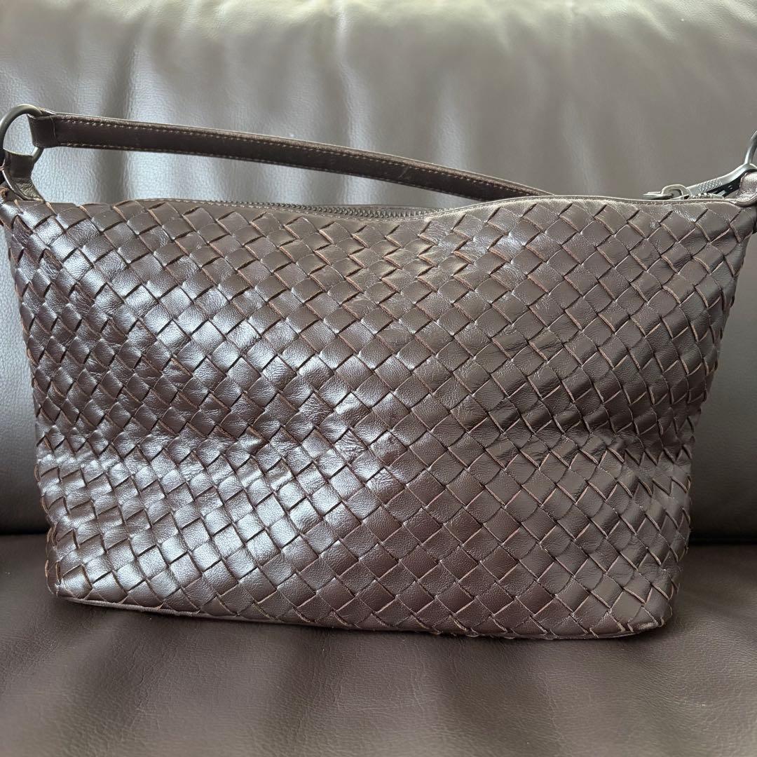 ✨美品✨ボッテガヴェネタ アクセサリーポーチ イントレチャート ブラウン レザー