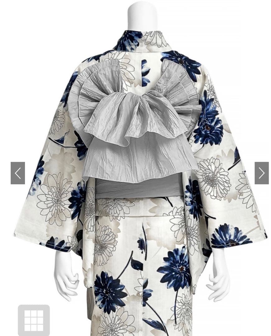 ◎GRL [tu1495] ガーベラ浴衣セット　浴衣と帯　2点　モノトーン　古典