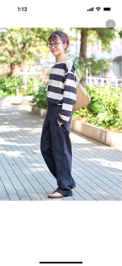 Spickandspanルーズベイカーパンツネイビーサイズ38