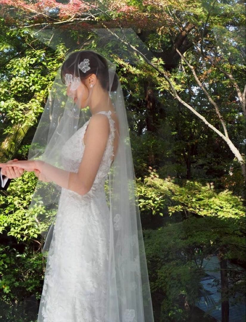 THE TREAT DRESSING ショートウェディングベール蝶々花柄刺繍