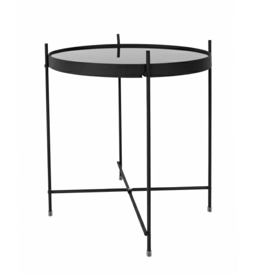 Zuiver★ガラストップ サイドテーブル/コーヒーテーブル アイアン 折り畳み