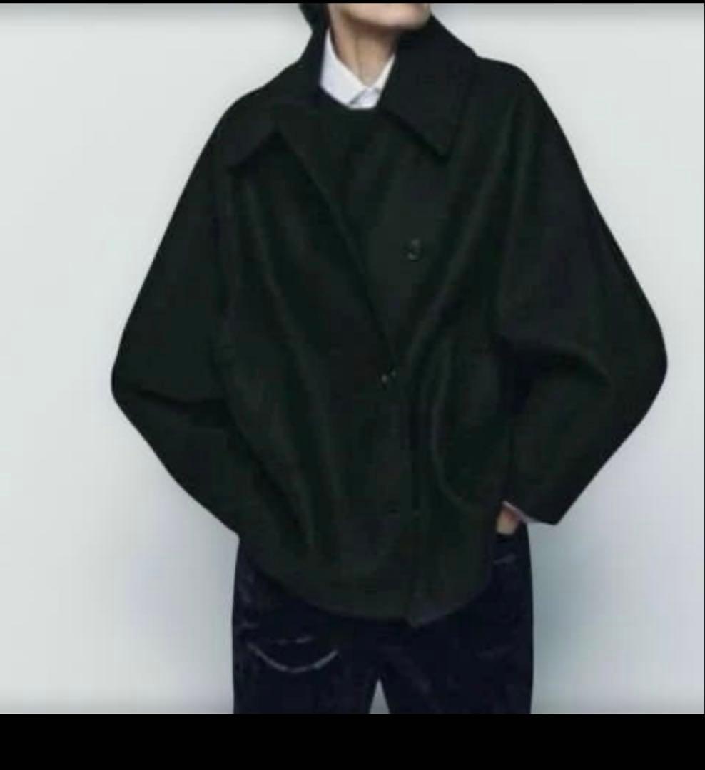 ウールコートZW COLLECTION オーバーサイズ ショートコート　黒　ＭＬ