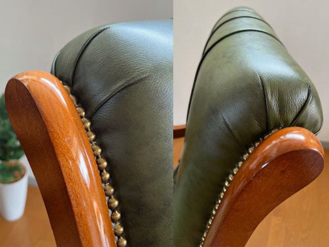 イタリア製　本革クラシック　ロッキングチェア　アンティーク　チェスターフィールド