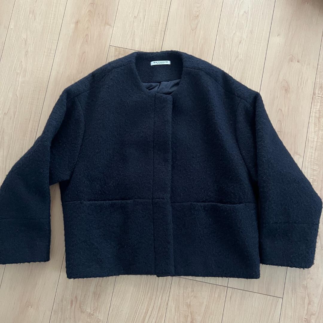 23aw Beauty & Youth ブークレ ノーカラー ショート コート