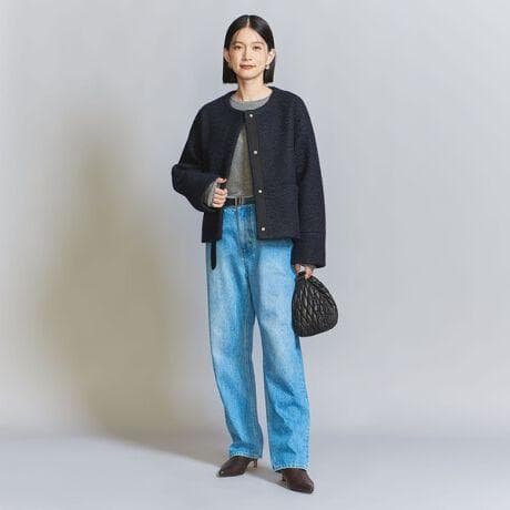 23aw Beauty & Youth ブークレ ノーカラー ショート コート