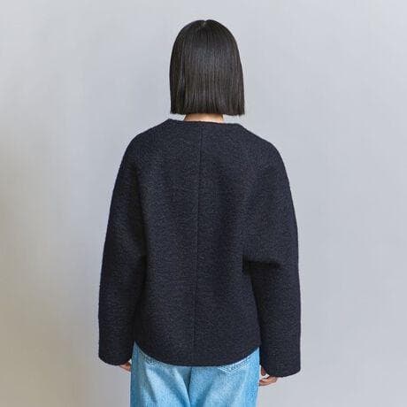 23aw Beauty & Youth ブークレ ノーカラー ショート コート