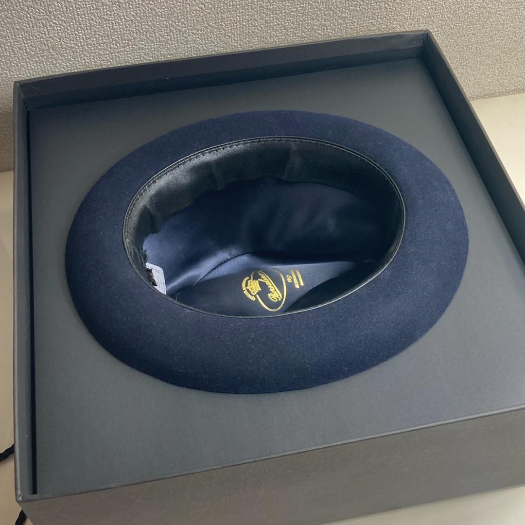 ▼Borsalino 中折れハット　ウール　ネイビー　イタリア製　箱付き