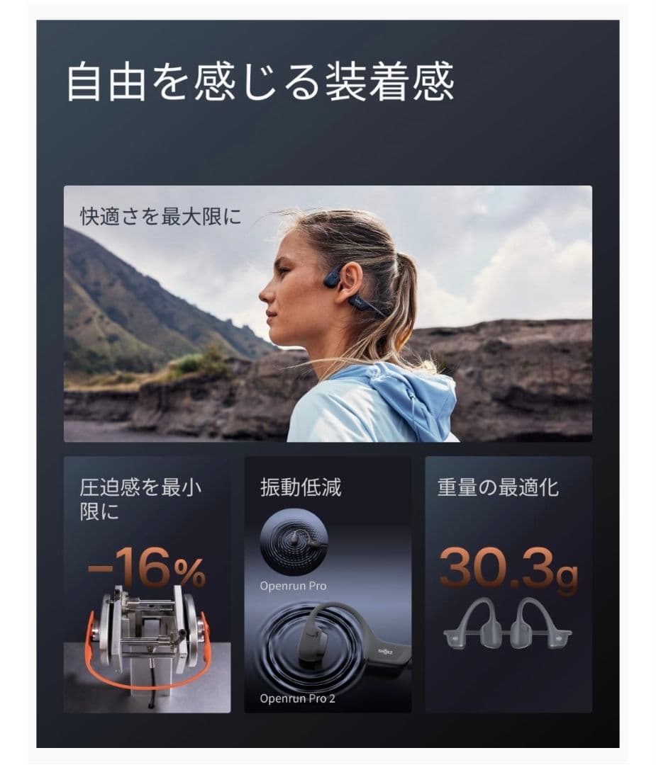 Shokz OpenRun Pro 2 Mini 骨伝導イヤホン 保証期間残有り