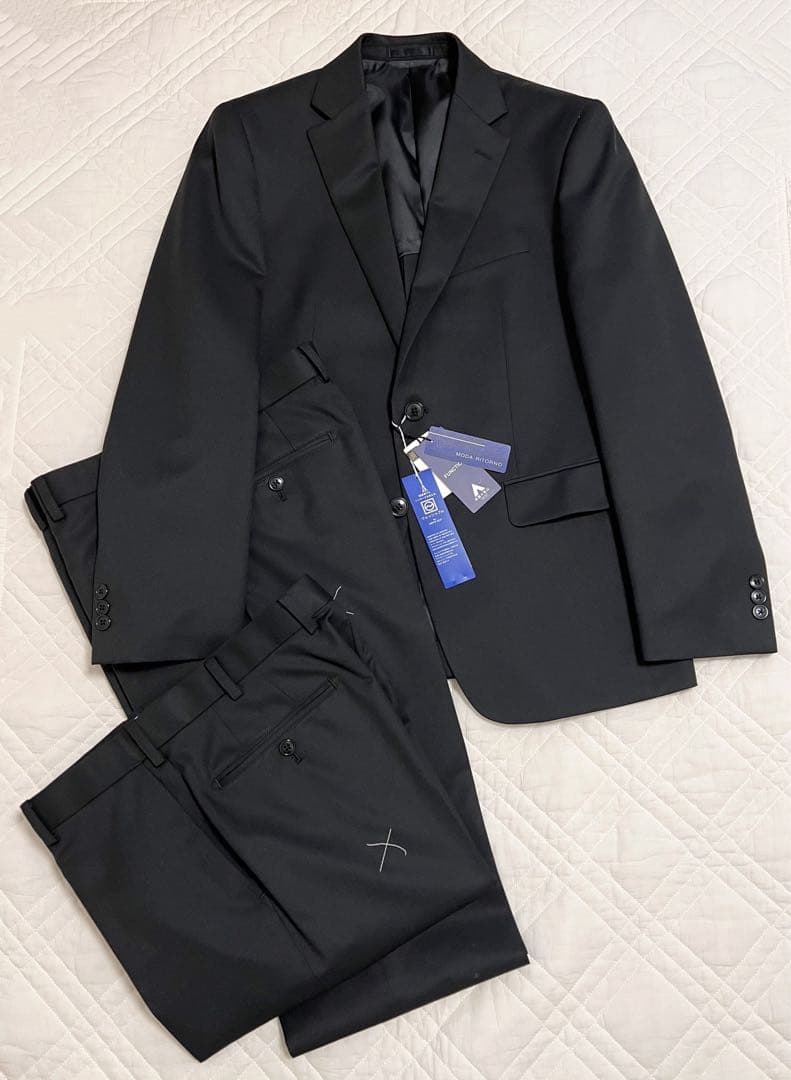 新品 タグ付き モダリトルノ ツーパンツ スーツ ブラック 無地 ビジネス 就活