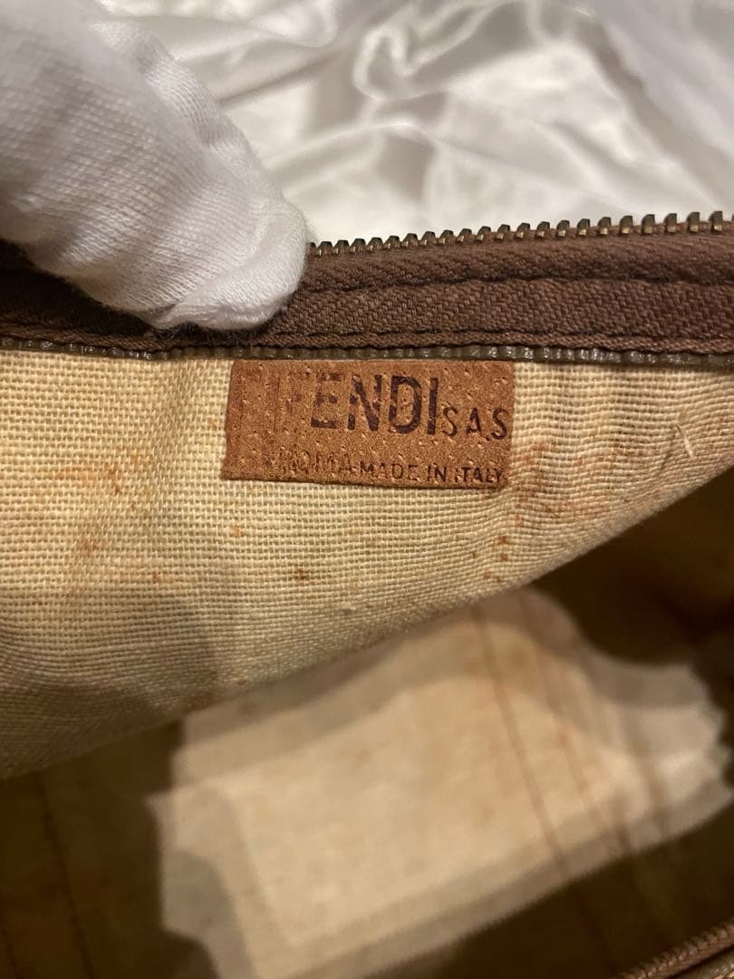 FENDI フェンディ ボストンバッグ エナメル生地 ズッカ柄 ヴィンテージ