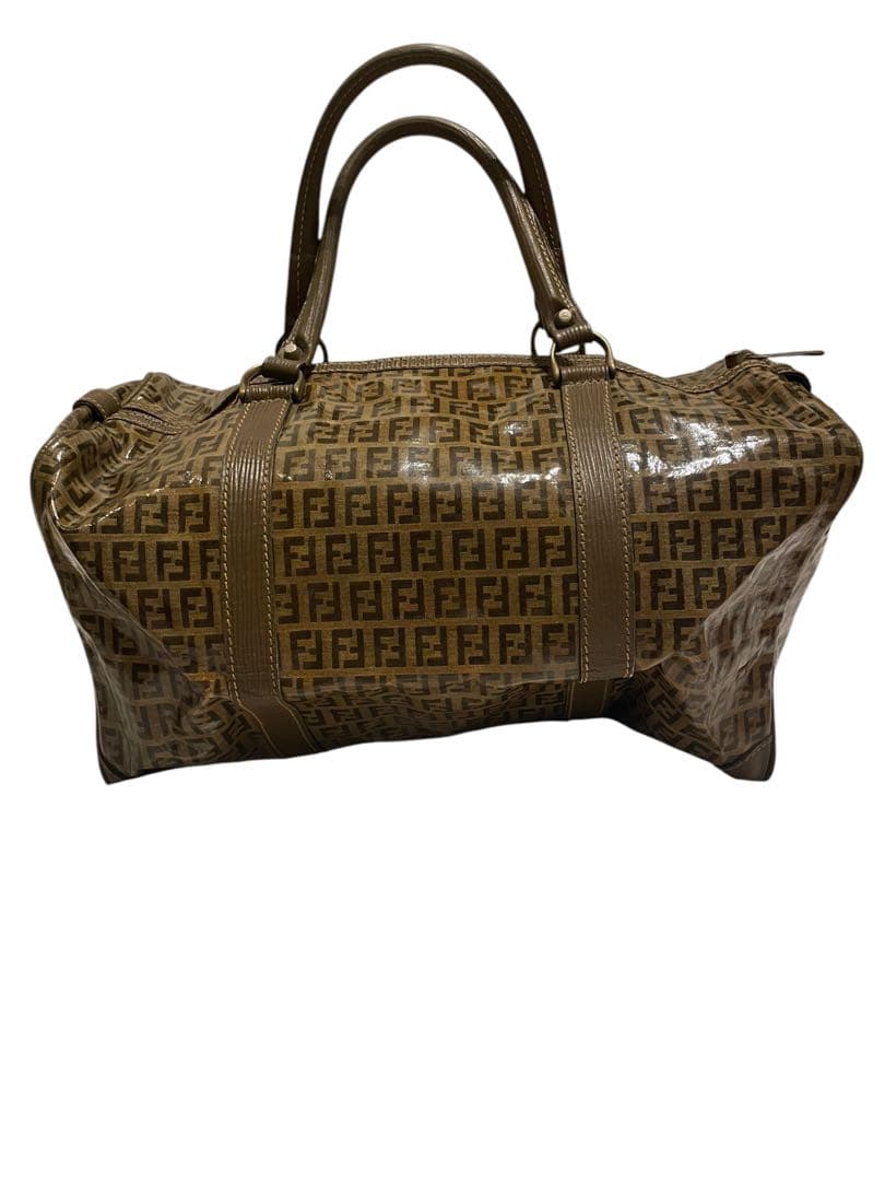 FENDI フェンディ ボストンバッグ エナメル生地 ズッカ柄 ヴィンテージ