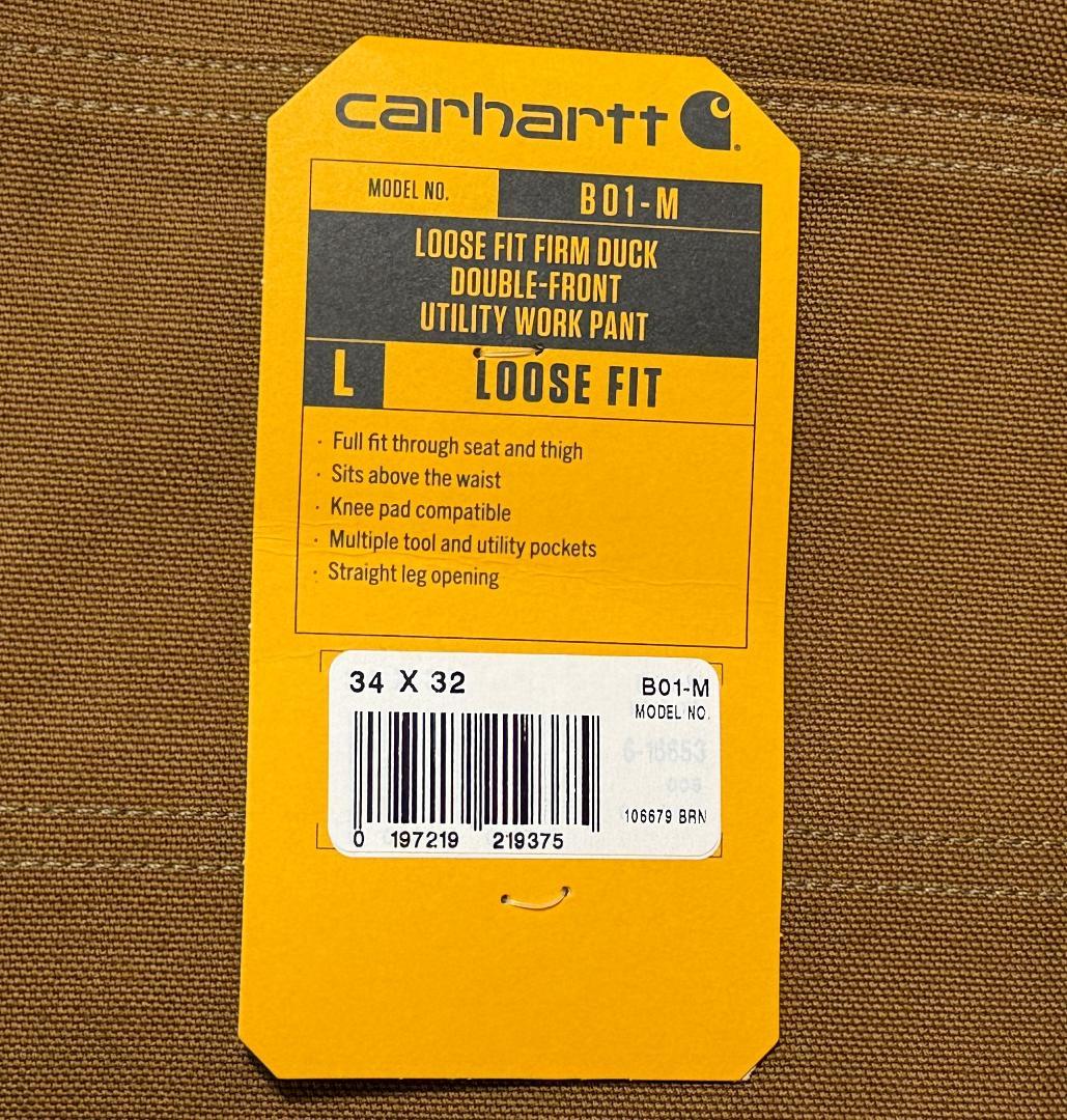 新品 カーハート 米国製 B01フィルムダック ダブルニー パンツ W34L32