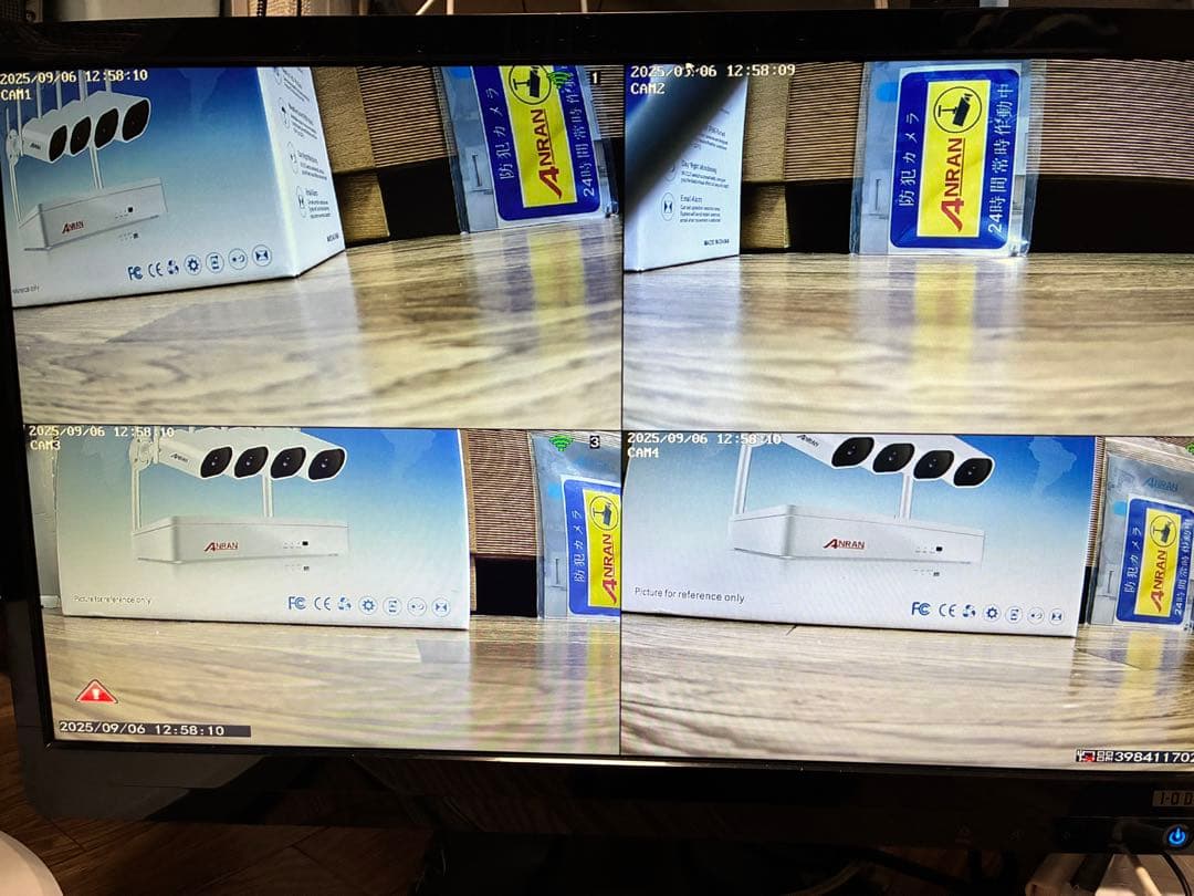 新品ANRAN防犯カメラ無線ダブルアンテナ型4チャンネルセットHDD無し