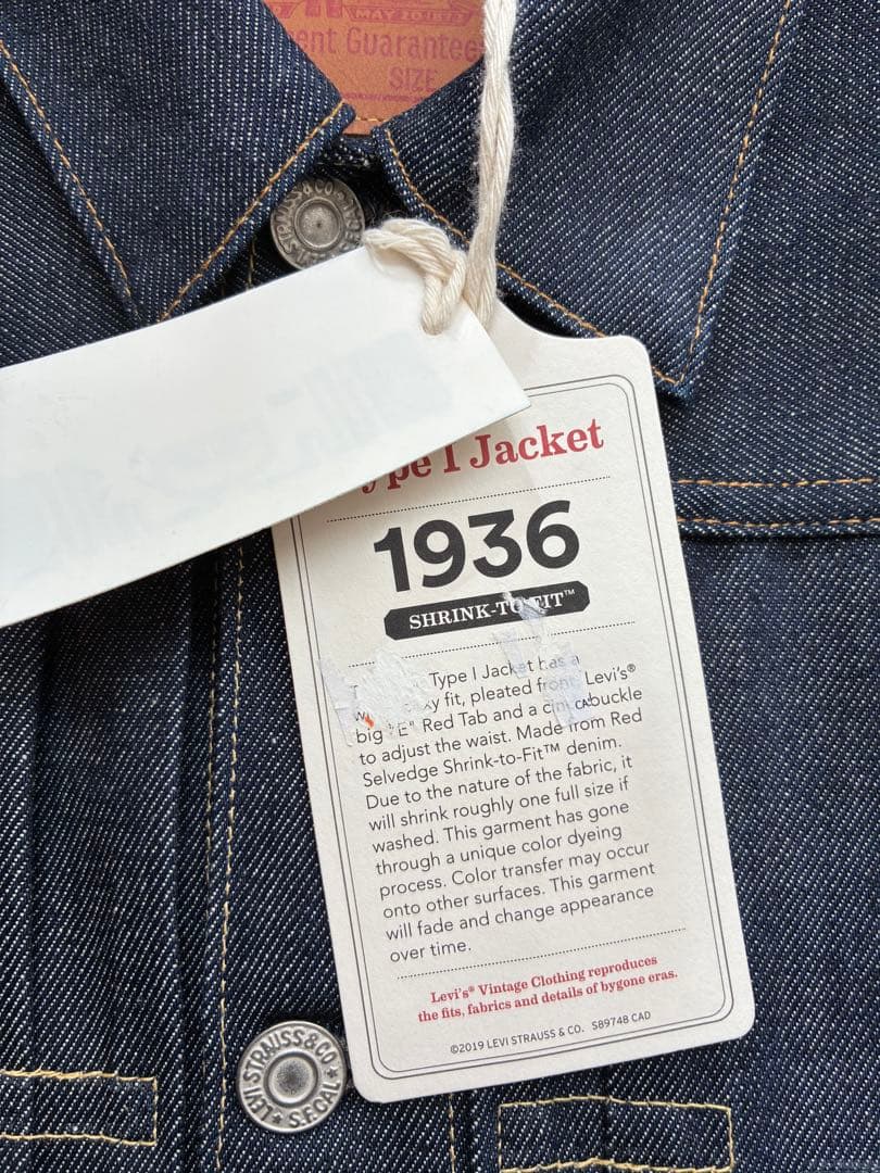 新品_リーバイス 1st type_size 44_506XX_1936モデル