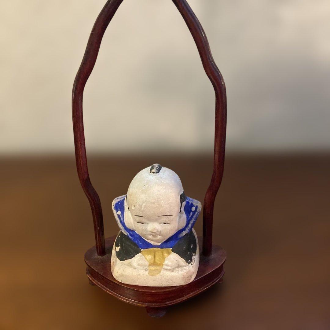 西郷どん似のジャンボ福助(当時物) ＆　可愛らしいミニ福助の2点セットです。