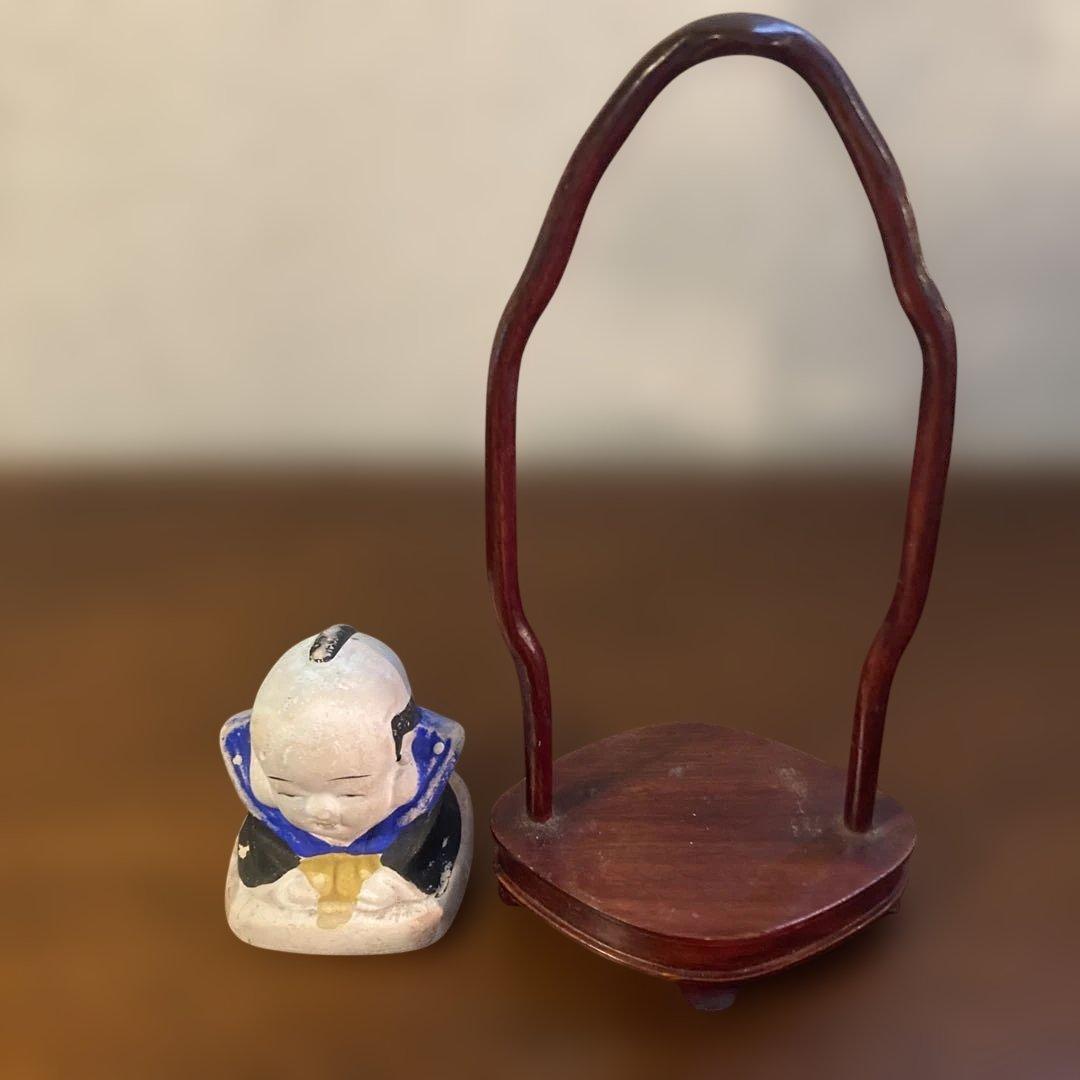 西郷どん似のジャンボ福助(当時物) ＆　可愛らしいミニ福助の2点セットです。