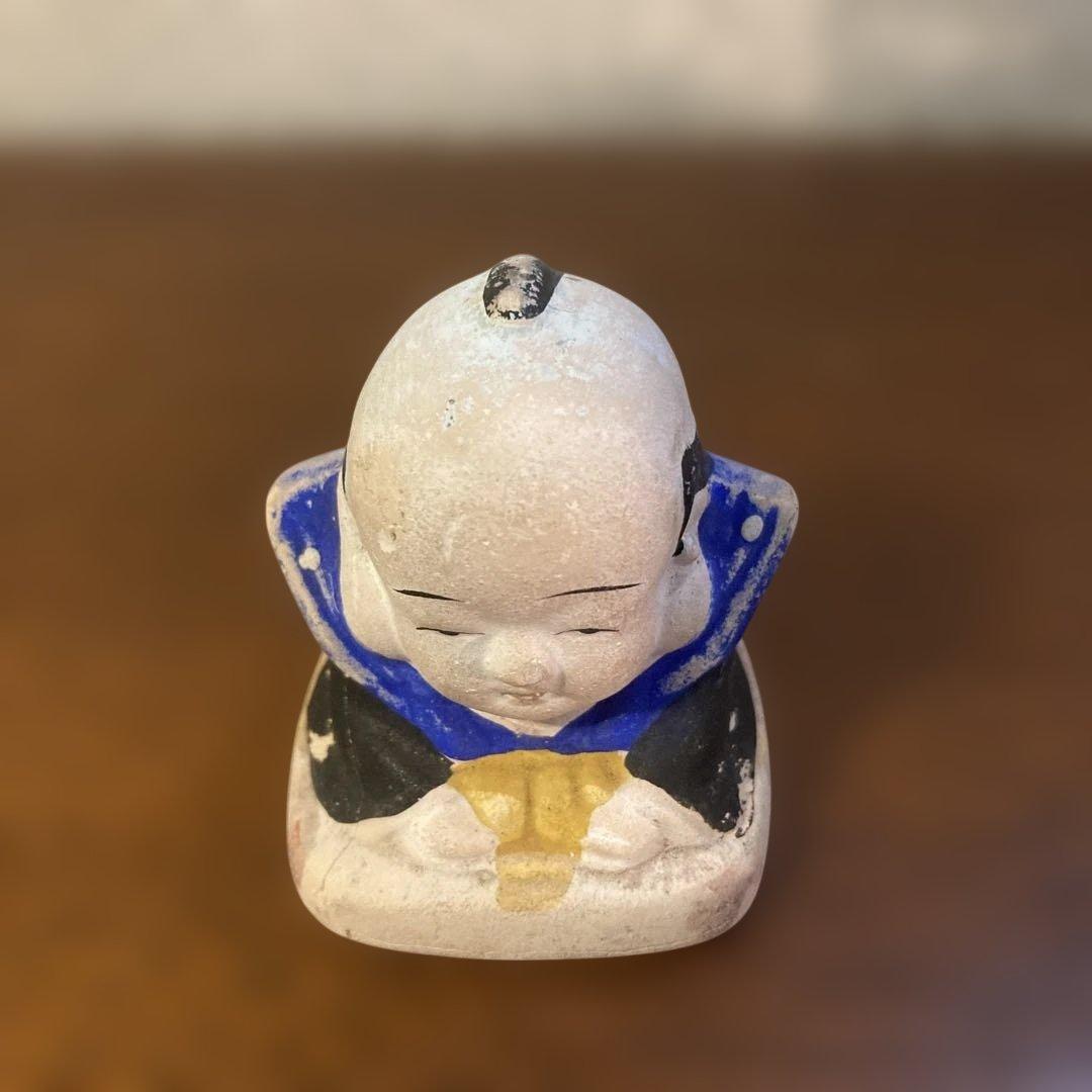 西郷どん似のジャンボ福助(当時物) ＆　可愛らしいミニ福助の2点セットです。