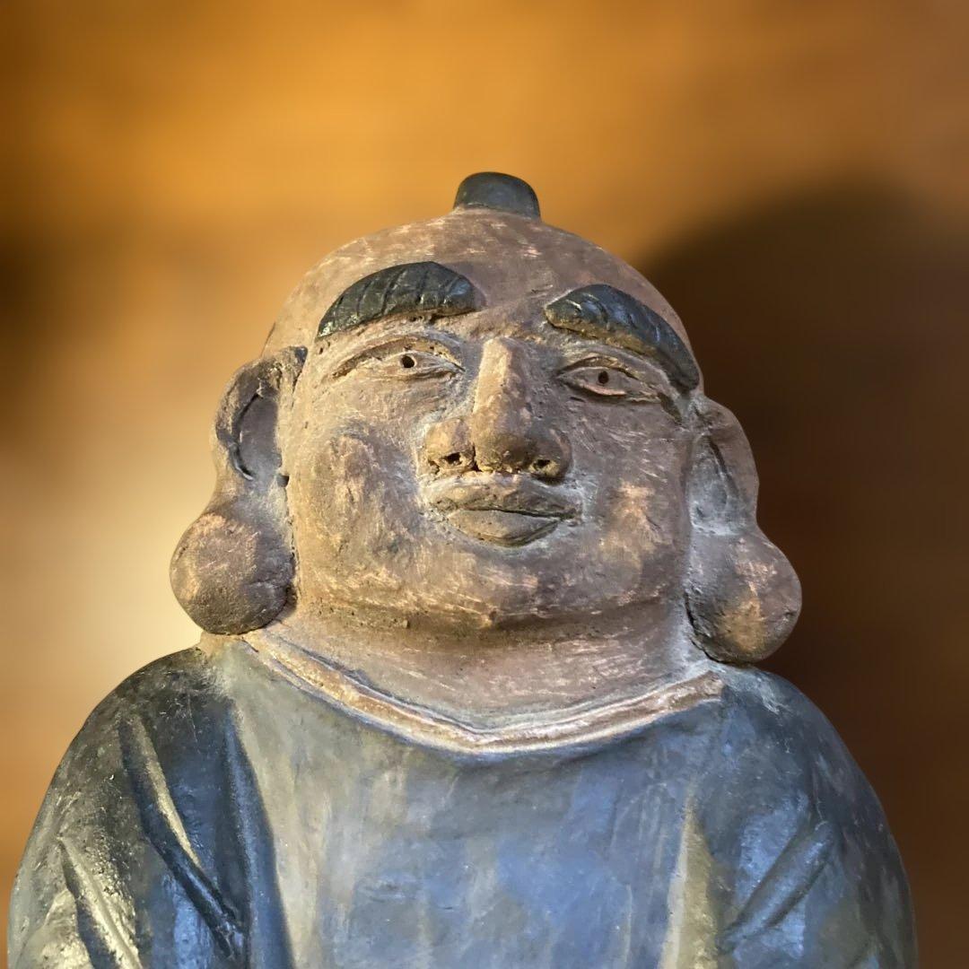 西郷どん似のジャンボ福助(当時物) ＆　可愛らしいミニ福助の2点セットです。