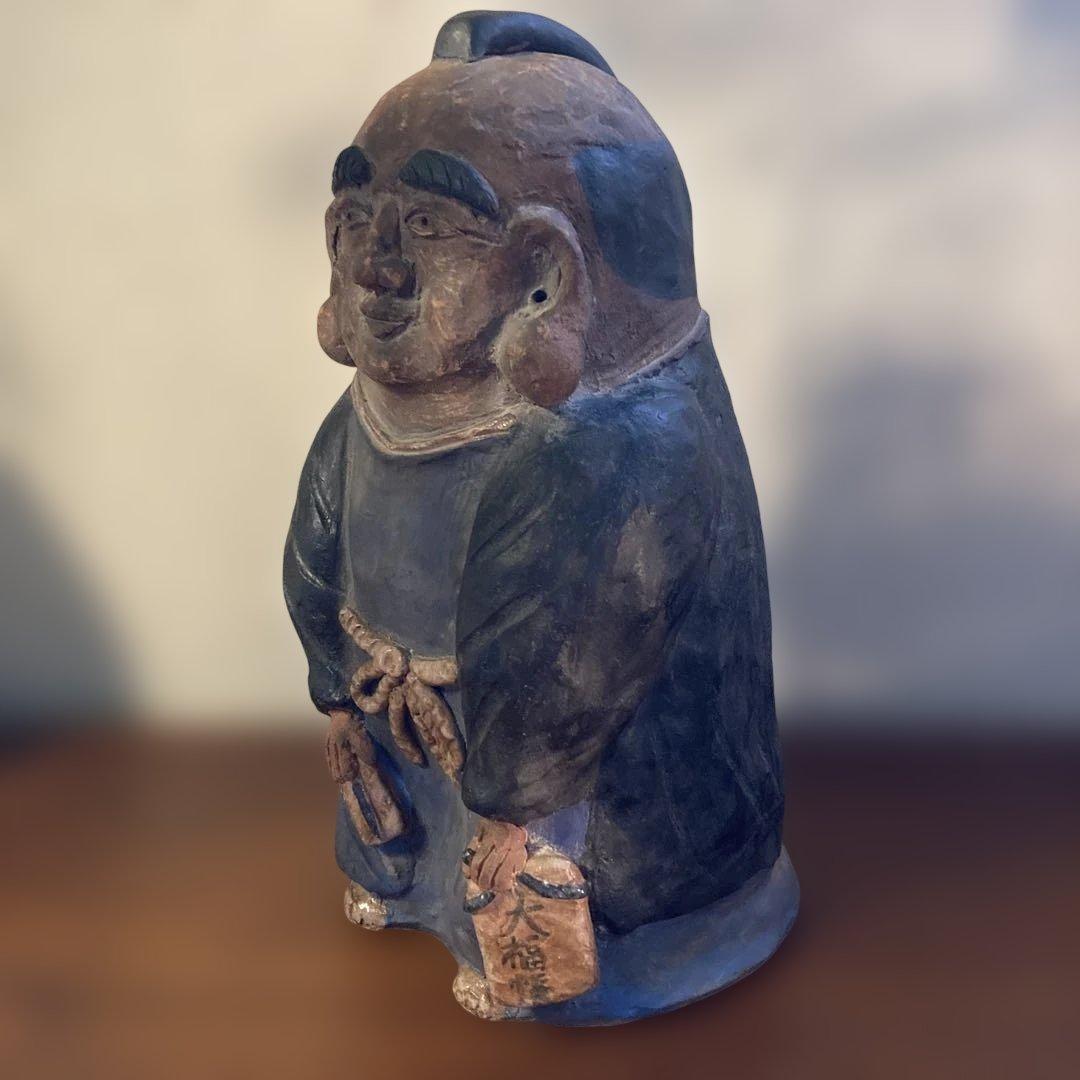 西郷どん似のジャンボ福助(当時物) ＆　可愛らしいミニ福助の2点セットです。