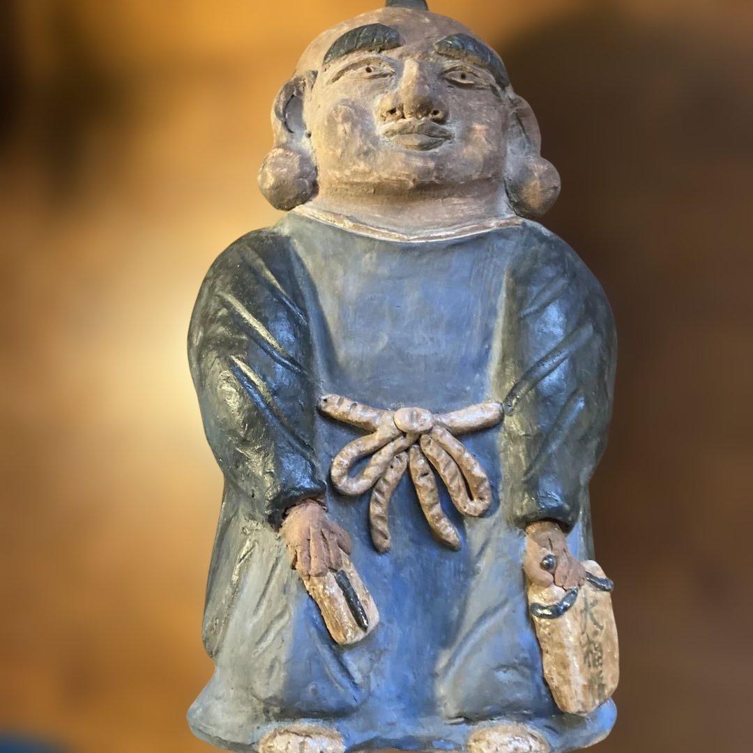 西郷どん似のジャンボ福助(当時物) ＆　可愛らしいミニ福助の2点セットです。