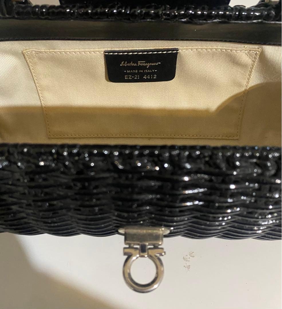 最終値下げ Ferragamo ガンチーニ バッグ ラタン　かご　クランチ