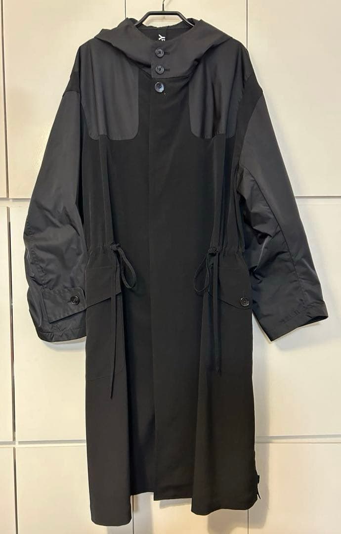 Ground Y （グラウンド ワイ） フード付きブラック ロングコート【美品】