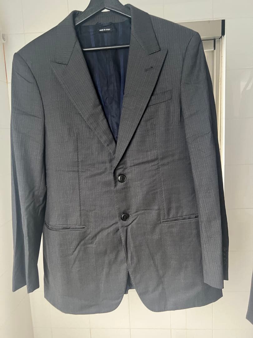 グレー ストライプ スーツジャケット 2つボタン