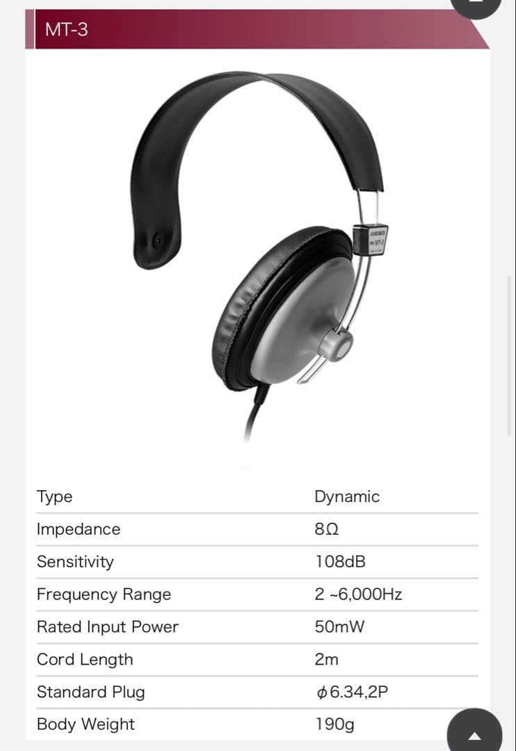 【MT-3】アシダ音響　スタジオモニター向け　モノラルヘッドホン（片耳）日本製