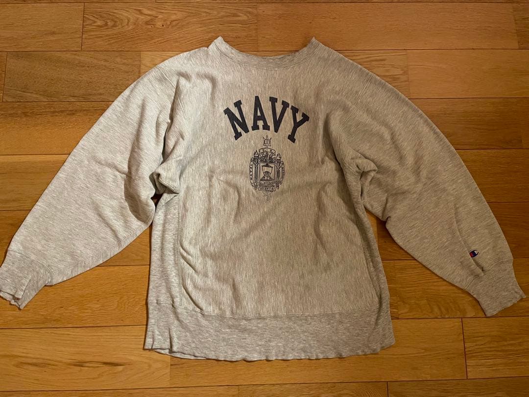 h*y様 チャンピオン 80sリバースウィーブ　NAVY 染み込みプリント Lサ
