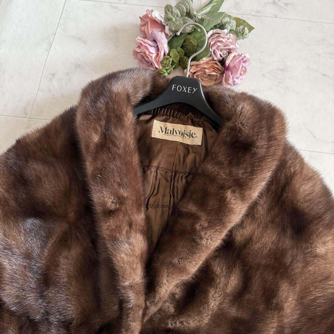 デミバフミンク ケープ ポンチョ 大判ショール リアルファー 毛皮 なめし柔らか