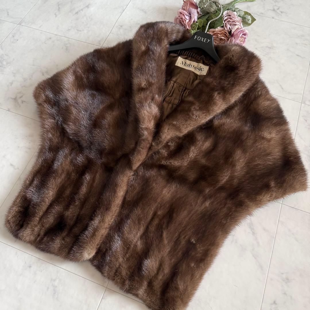 デミバフミンク ケープ ポンチョ 大判ショール リアルファー 毛皮 なめし柔らか