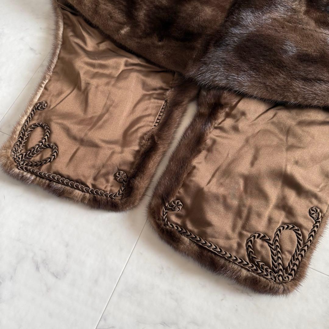 デミバフミンク ケープ ポンチョ 大判ショール リアルファー 毛皮 なめし柔らか