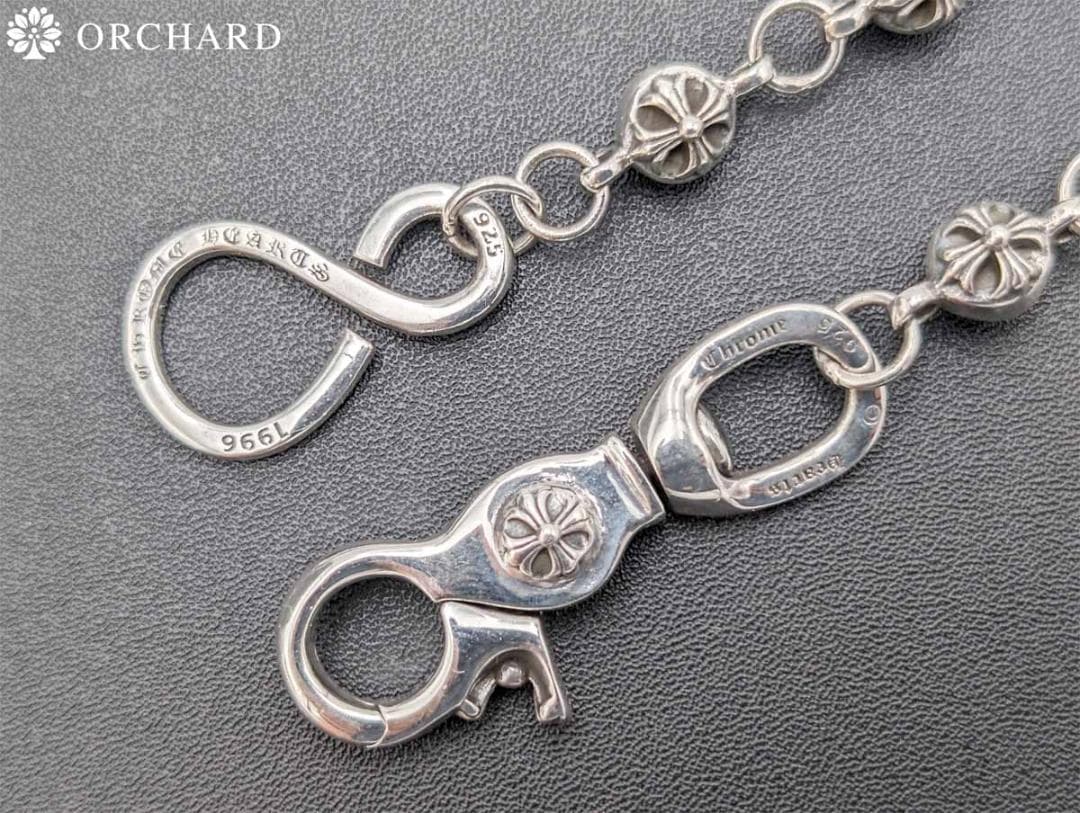 匿名配送/シルバー925/ウォレットチェーン/クロスボール/ナスカン/54cm