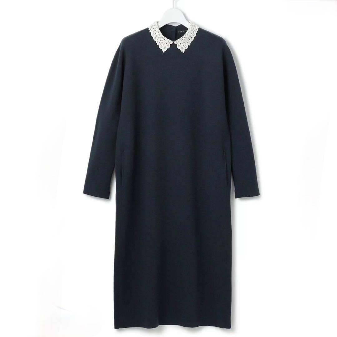 新品 23区エンブロイダリーワンピース44サイズ 23区レース襟ワンピース 現行